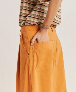 Donne Momonì Pantaloni E Shorts-Pantaloni Ilda In Lino Cotone - Papaya