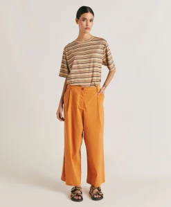 Donne Momonì Pantaloni E Shorts-Pantaloni Ilda In Lino Cotone - Papaya