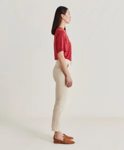 Donne Momonì Pantaloni E Shorts-Pantaloni Joy In Denim Leggero - Crema