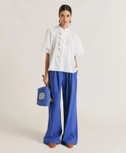 Donne Momonì Pantaloni E Shorts-Pantaloni Lanzarote In Garza - Bluette