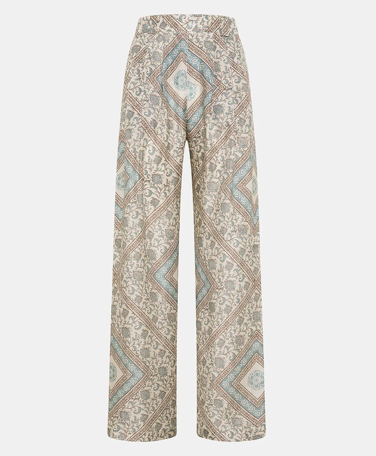 Donne Momonì Pantaloni E Shorts-Pantaloni Lanzarote In Haboutai Di Seta - Panna/Polveroso