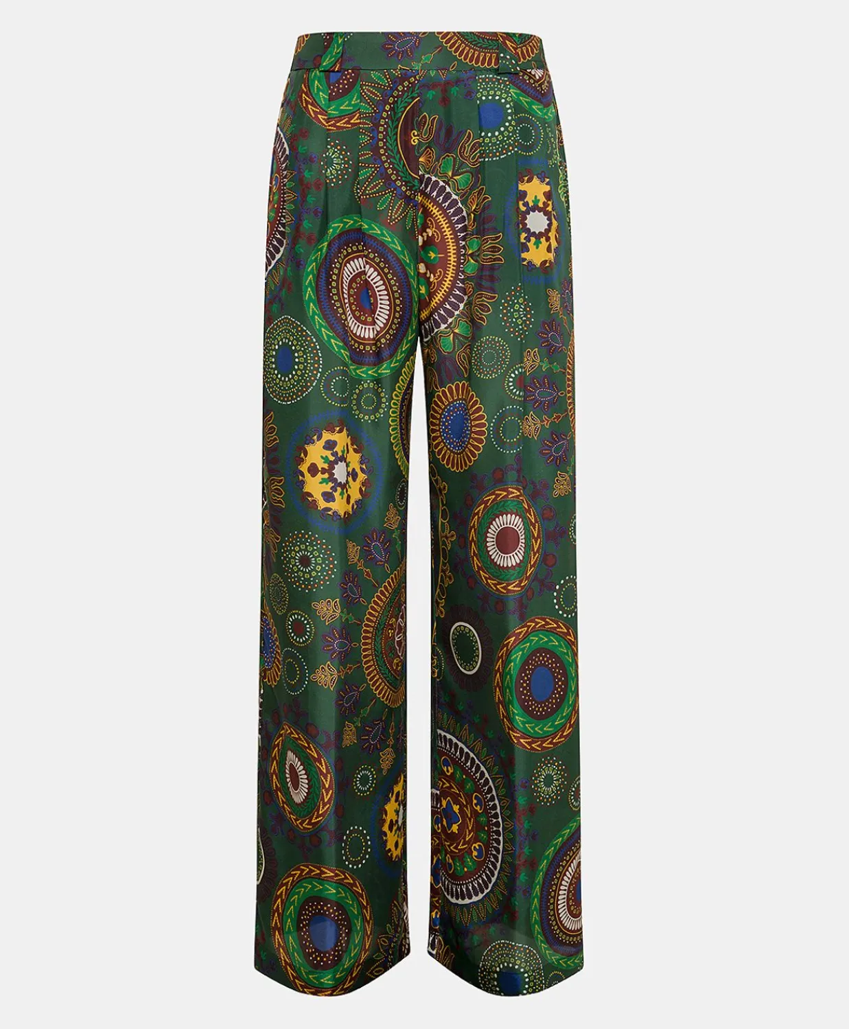 Donne Momonì Pantaloni E Shorts-Pantaloni Lanzarote In Haboutai Di Seta - Verdone Multicolor