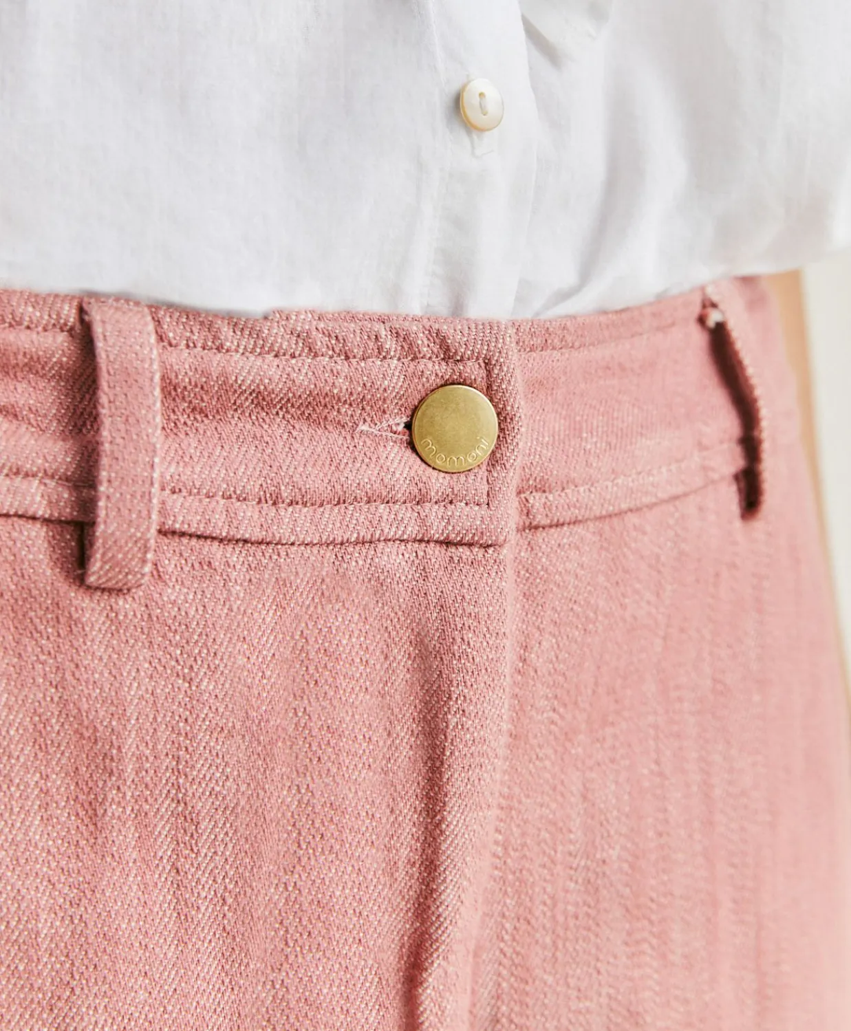 Donne Momonì Pantaloni E Shorts-Pantaloni Lora In Denim - Rosa Antico