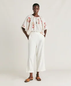 Donne Momonì Pantaloni E Shorts-Pantaloni Lucia In Garza - Panna
