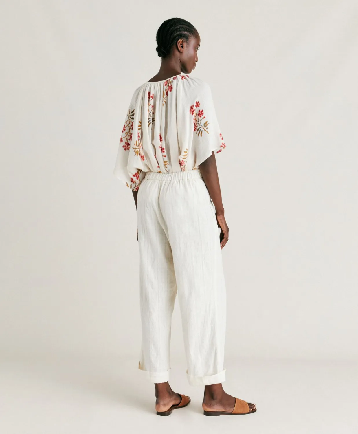 Donne Momonì Pantaloni E Shorts-Pantaloni Lucia In Garza - Panna