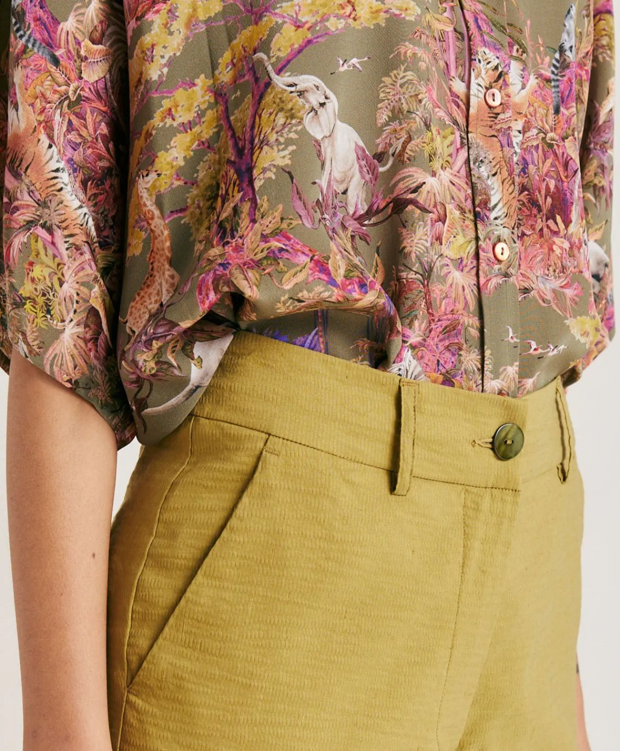 Donne Momonì Pantaloni E Shorts-Pantaloni Lyon In Lino Cotone - Avocado