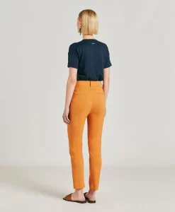 Donne Momonì Pantaloni E Shorts-Pantaloni Lyon In Lino Cotone - Papaya