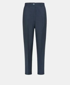 Donne Momonì Pantaloni E Shorts-Pantaloni Matthieu In Viscosa Lino Elegante - Blu Notte