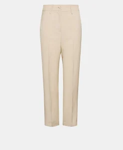 Donne Momonì Pantaloni E Shorts-Pantaloni Matthieu In Viscosa Lino Elegante - Crema