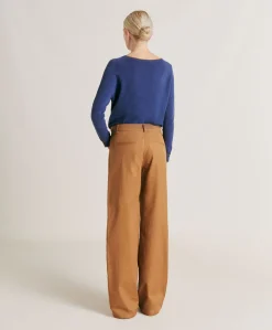 Donne Momonì Pantaloni E Shorts-Pantaloni Olivina In Gabardina - Caramello
