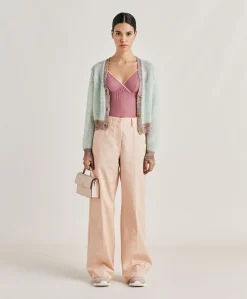 Donne Momonì Pantaloni E Shorts-Pantaloni Olivina In Gabardina - Bocciolo