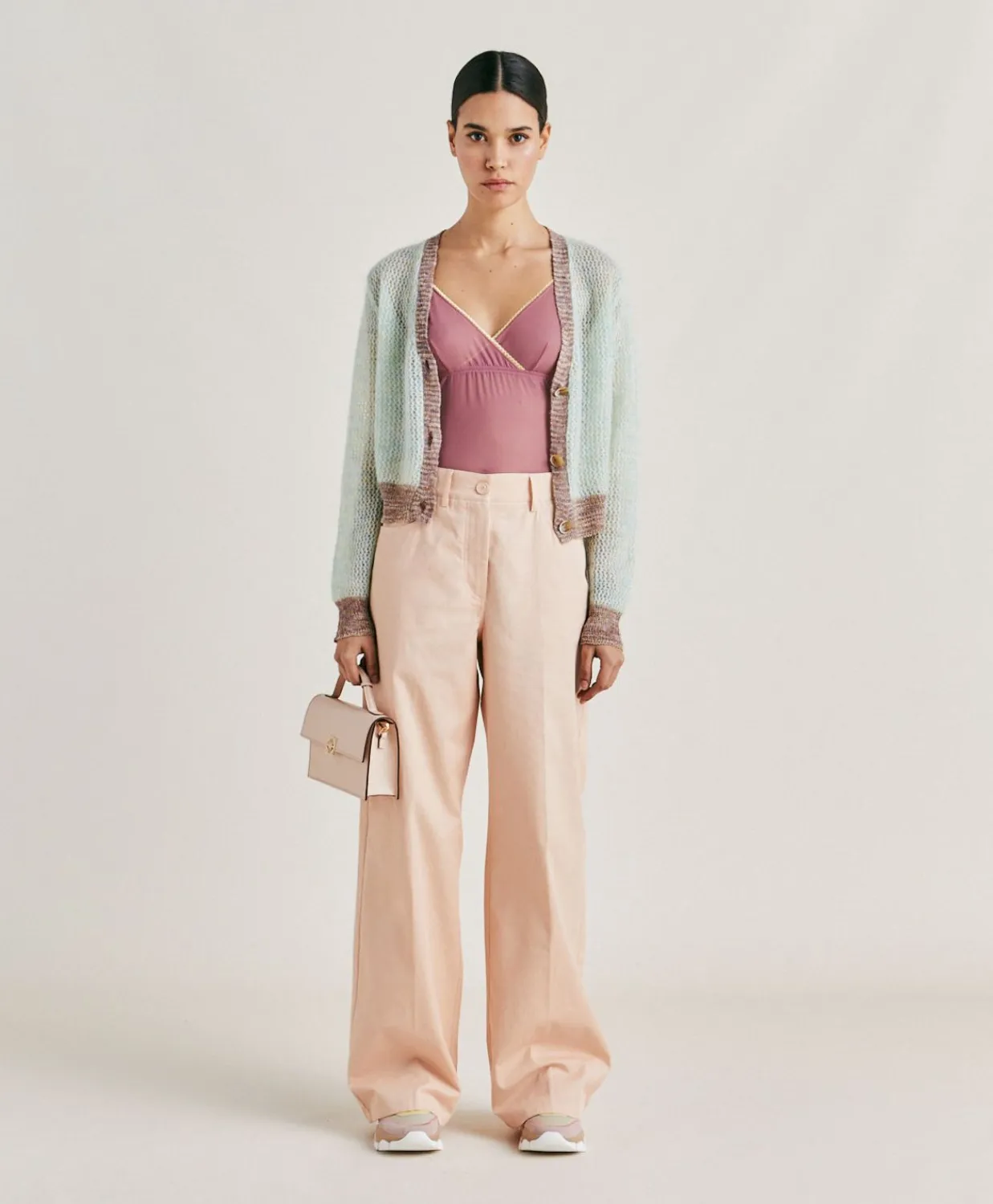 Donne Momonì Pantaloni E Shorts-Pantaloni Olivina In Gabardina - Bocciolo