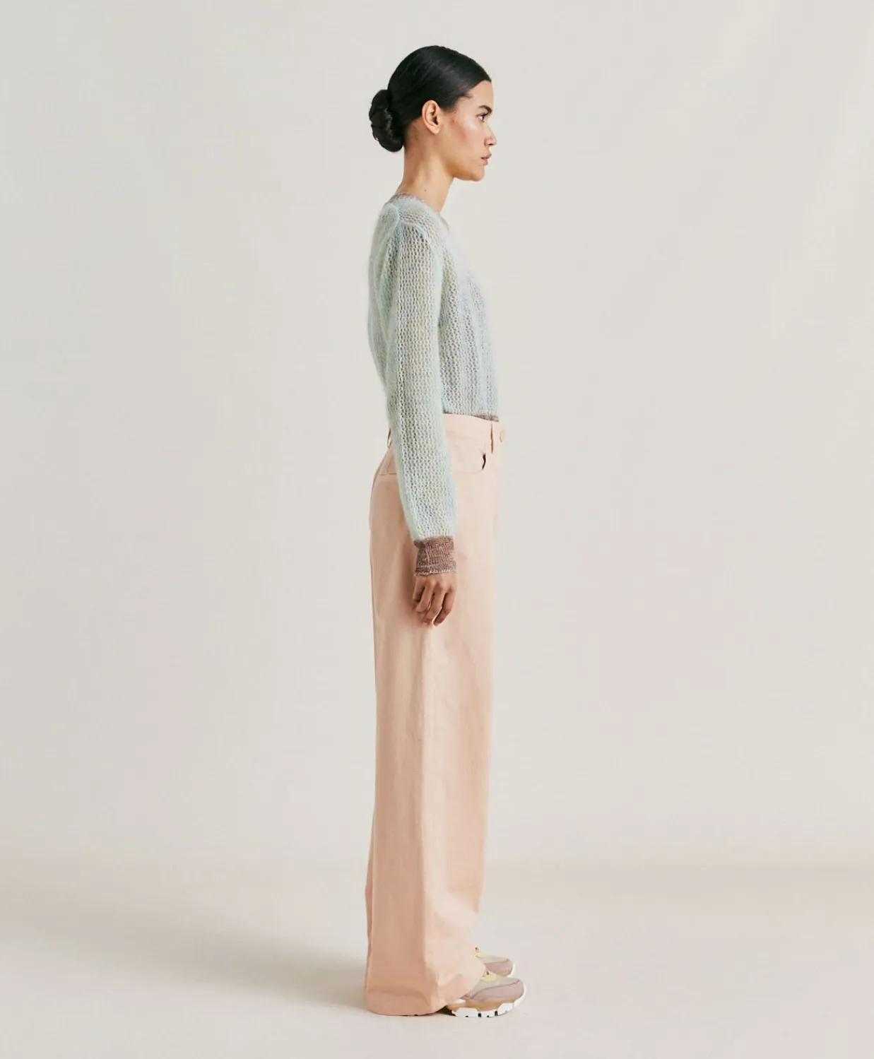 Donne Momonì Pantaloni E Shorts-Pantaloni Olivina In Gabardina - Bocciolo
