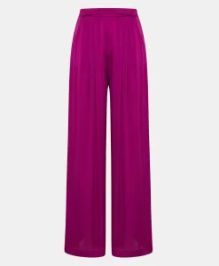 Donne Momonì Pantaloni E Shorts-Pantaloni Patrice Bis In Seta Unita - Ciclamino