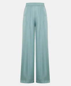 Donne Momonì Pantaloni E Shorts-Pantaloni Patrice Bis In Seta Unita - Ceruleo