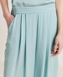 Donne Momonì Pantaloni E Shorts-Pantaloni Patrice Bis In Seta Unita - Ceruleo