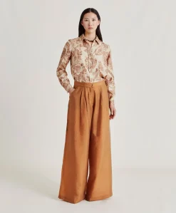 Donne Momonì Pantaloni E Shorts-Pantaloni Patrice In Cupro Jacquard - Liquirizia