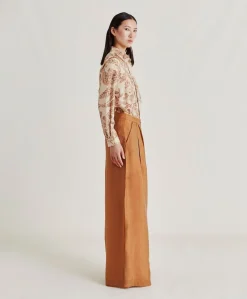 Donne Momonì Pantaloni E Shorts-Pantaloni Patrice In Cupro Jacquard - Liquirizia