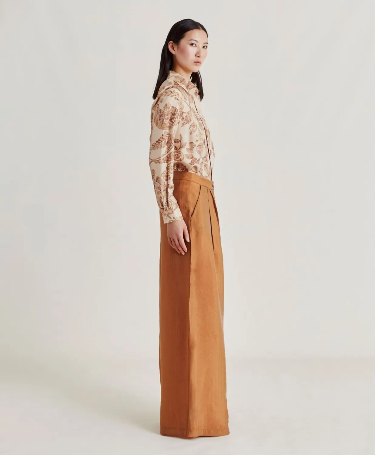 Donne Momonì Pantaloni E Shorts-Pantaloni Patrice In Cupro Jacquard - Liquirizia