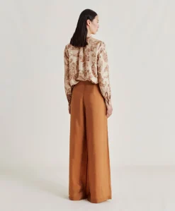 Donne Momonì Pantaloni E Shorts-Pantaloni Patrice In Cupro Jacquard - Liquirizia