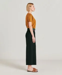 Donne Momonì Pantaloni E Shorts-Pantaloni Roca Con Voile Di Cotone Ricamato - Nero