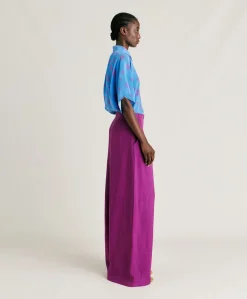 Donne Momonì Completi E Talleur-Pantaloni Violina In Viscosa Lino Elegante - Ciclamino