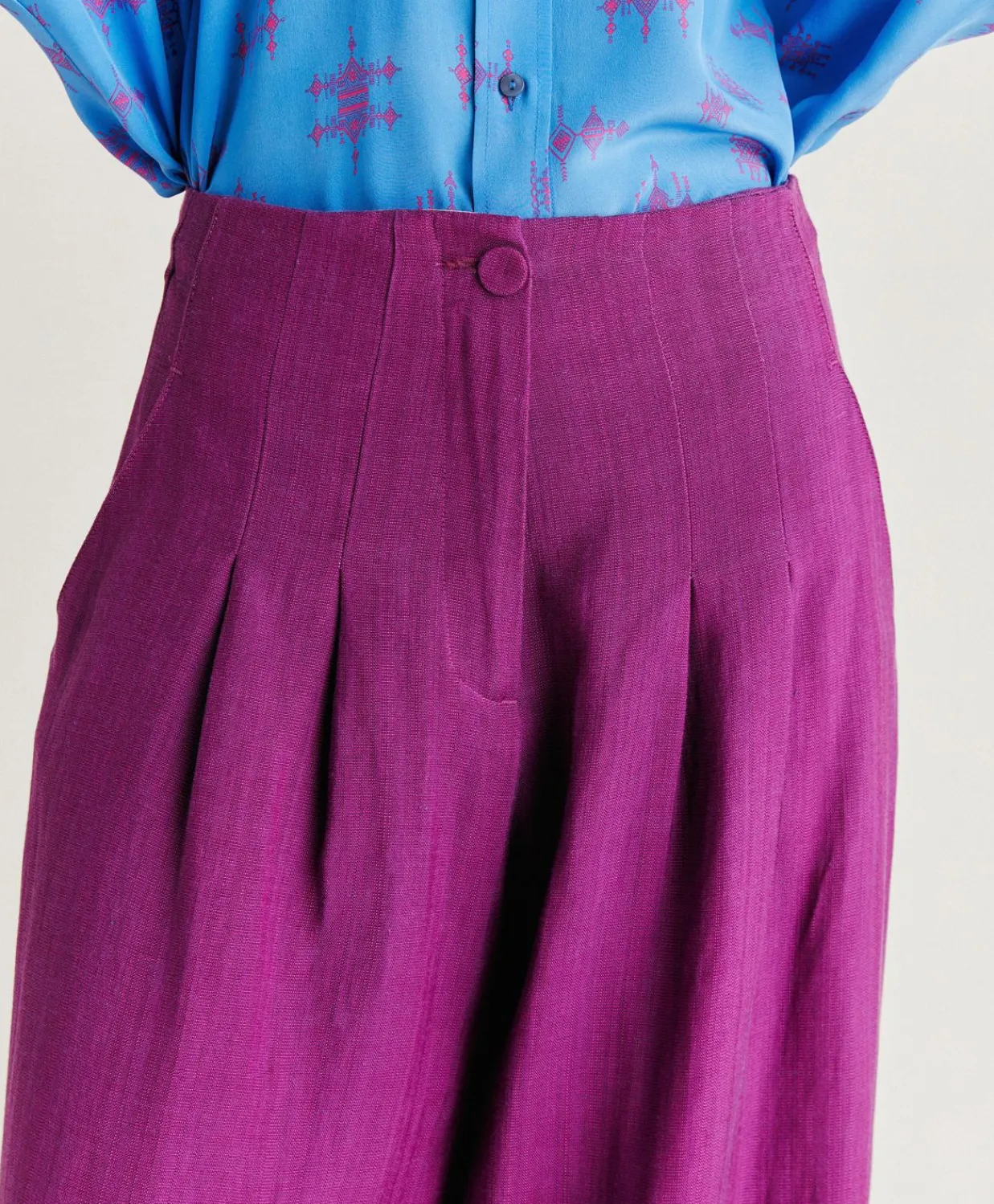 Donne Momonì Completi E Talleur-Pantaloni Violina In Viscosa Lino Elegante - Ciclamino