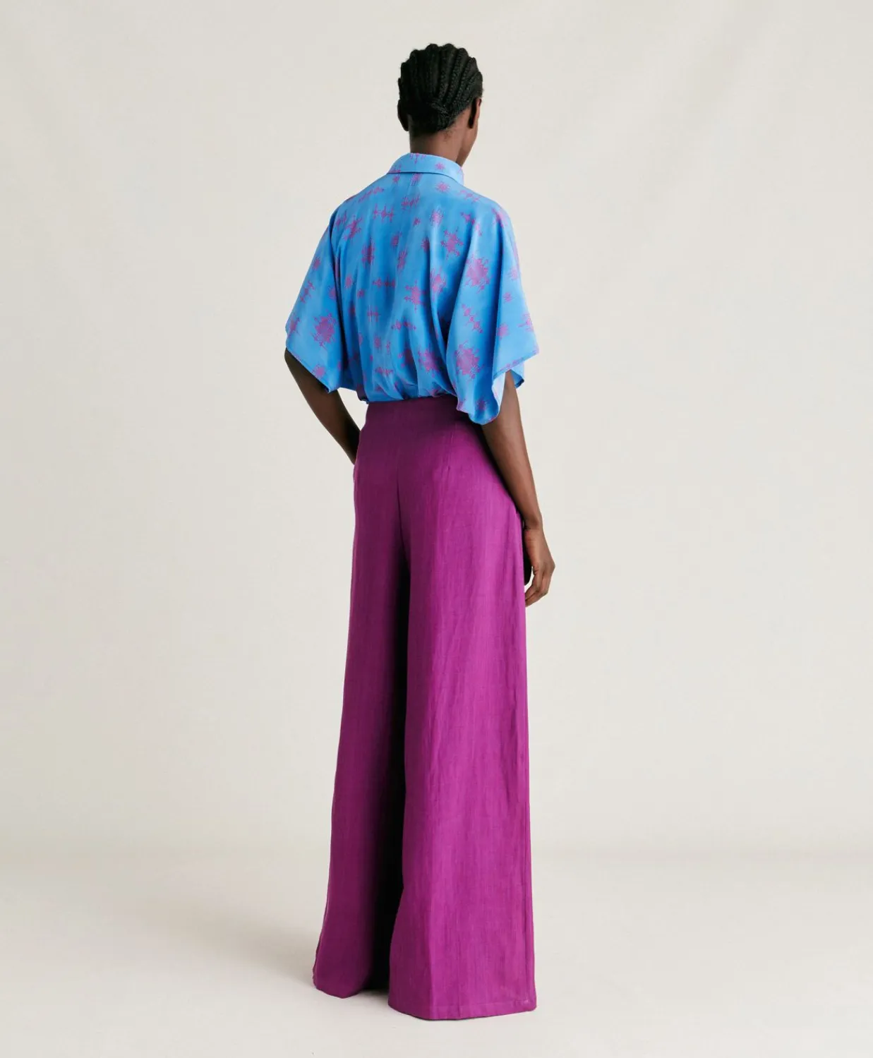 Donne Momonì Completi E Talleur-Pantaloni Violina In Viscosa Lino Elegante - Ciclamino