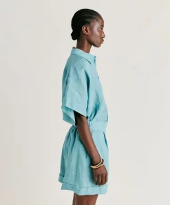 Donne Momonì Gonne-Short Manbru' In Lino - Ceruleo