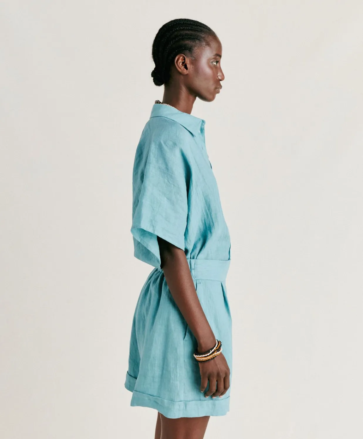 Donne Momonì Gonne-Short Manbru' In Lino - Ceruleo