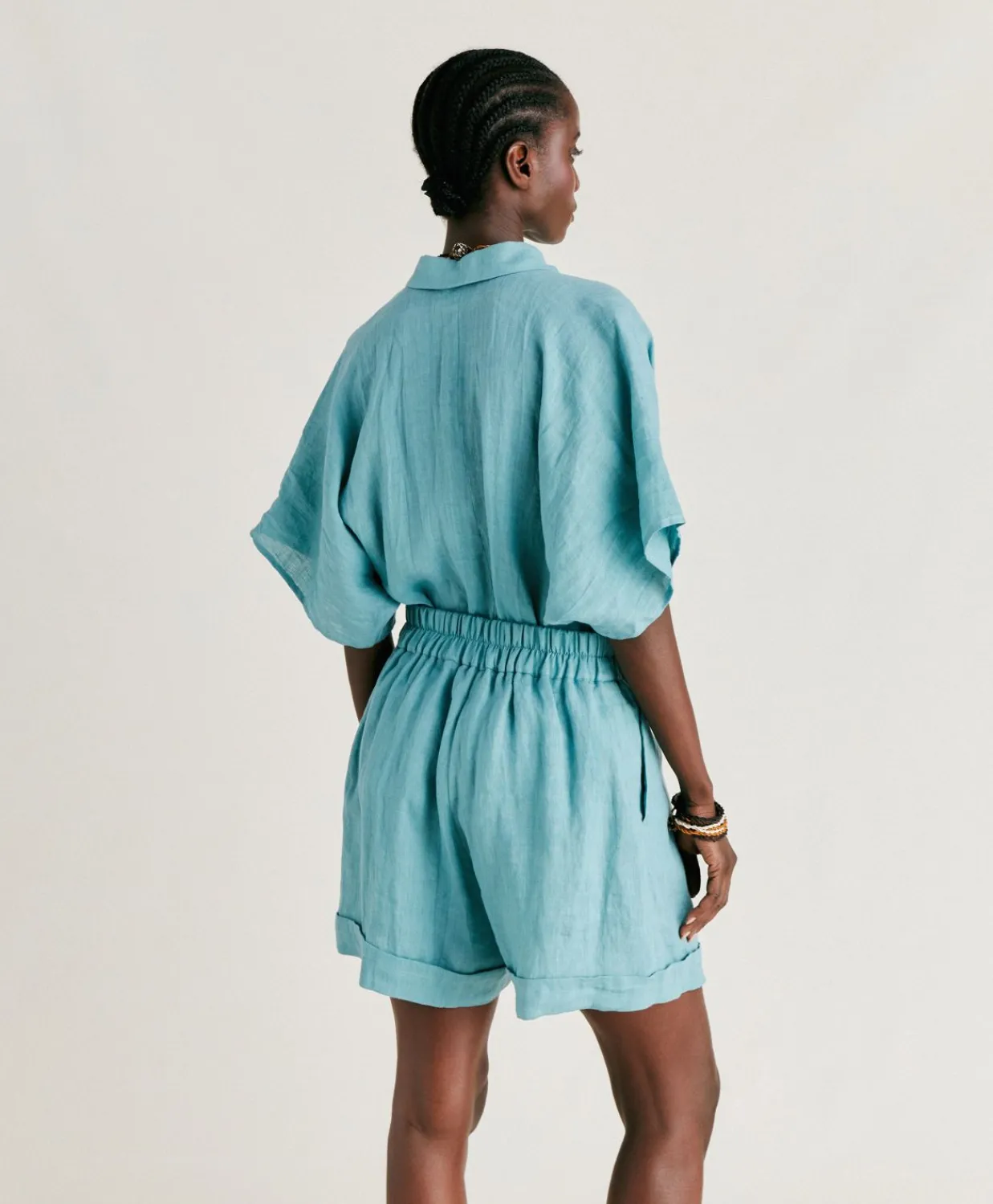 Donne Momonì Gonne-Short Manbru' In Lino - Ceruleo