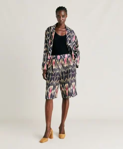 Donne Momonì Completi E Talleur-Short Nina In Viscosa Lino - Multicolor Blu