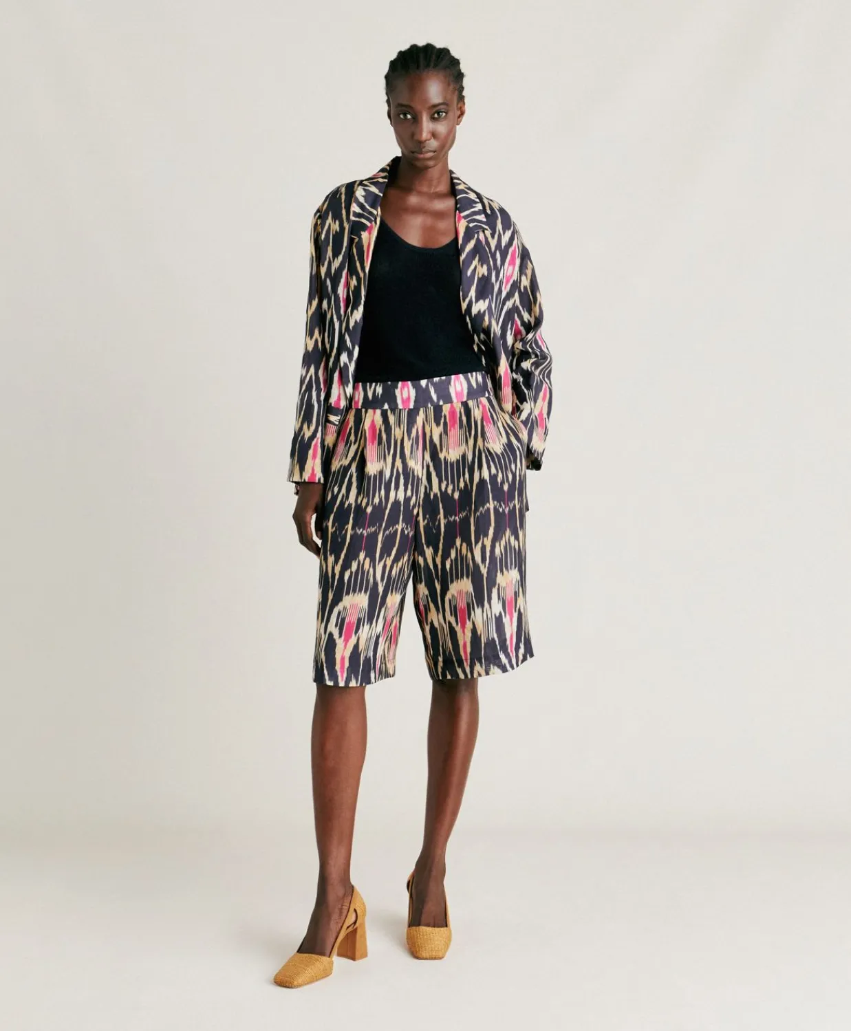 Donne Momonì Completi E Talleur-Short Nina In Viscosa Lino - Multicolor Blu