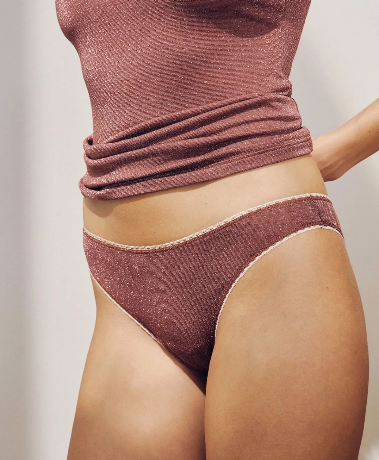 Donne Momonì Slip-Slip Arca In Jersey Lurex - Terracotta