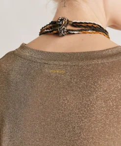 Donne Momonì T-Shirts E Top-Thirt Iora In Jersey Lurex - Fango