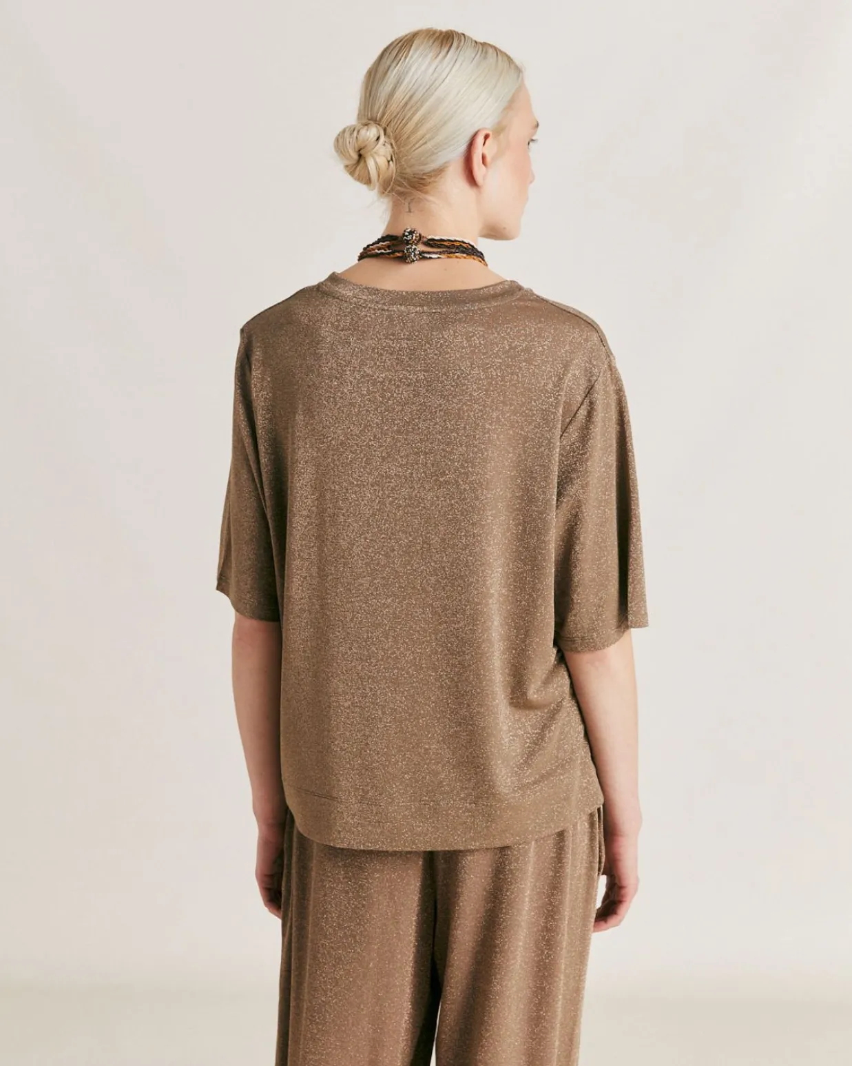 Donne Momonì T-Shirts E Top-Thirt Iora In Jersey Lurex - Fango