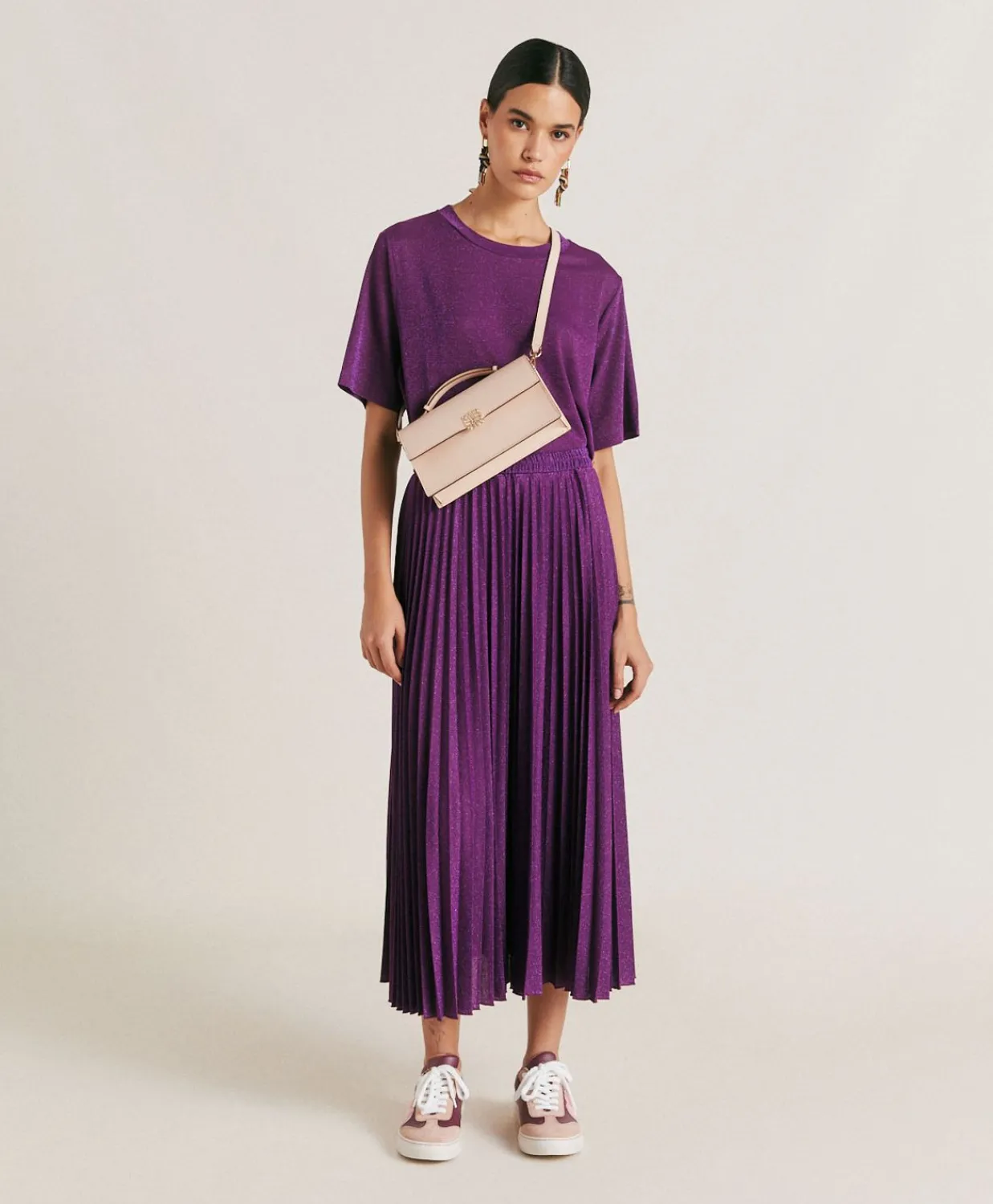 Donne Momonì T-Shirts E Top-Thirt Iora In Jersey Lurex - Ciclamino