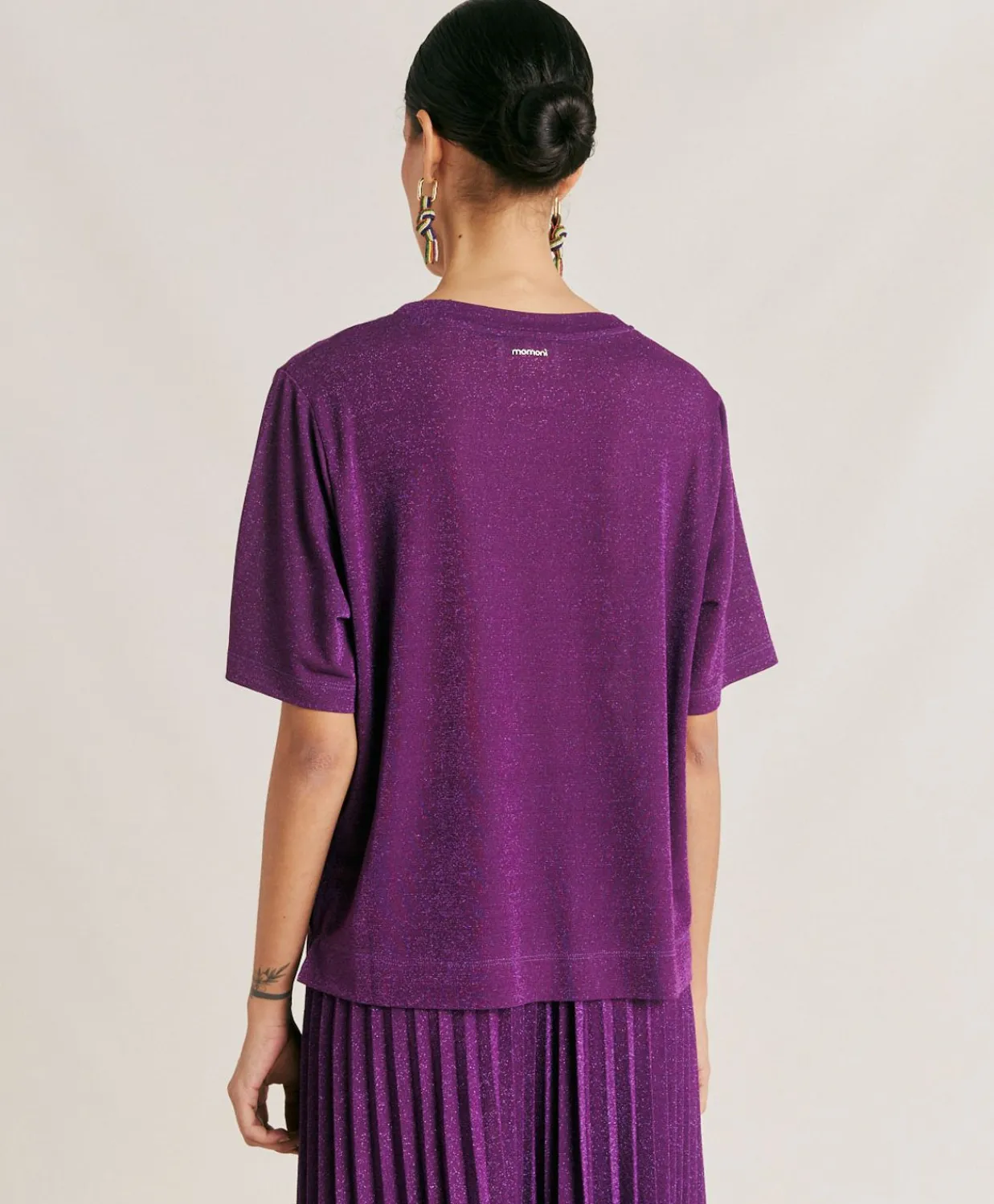 Donne Momonì T-Shirts E Top-Thirt Iora In Jersey Lurex - Ciclamino