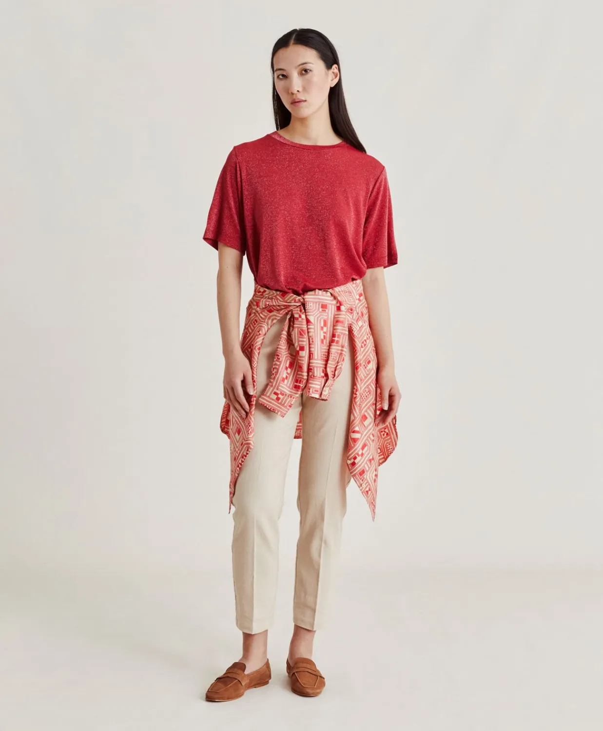 Donne Momonì T-Shirts E Top-Thirt Iora In Jersey Lurex - Magenta