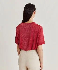 Donne Momonì T-Shirts E Top-Thirt Iora In Jersey Lurex - Magenta