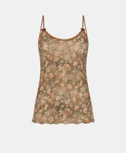 Donne Momonì Body E Tute-Top Airelle In Nylon Stampato - Army Multicolor