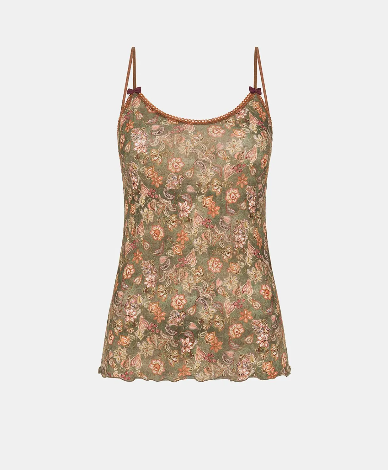Donne Momonì Body E Tute-Top Airelle In Nylon Stampato - Army Multicolor