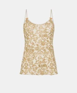 Donne Momonì Body E Tute-Top Airelle In Nylon Stampato - Panna / Multicolor