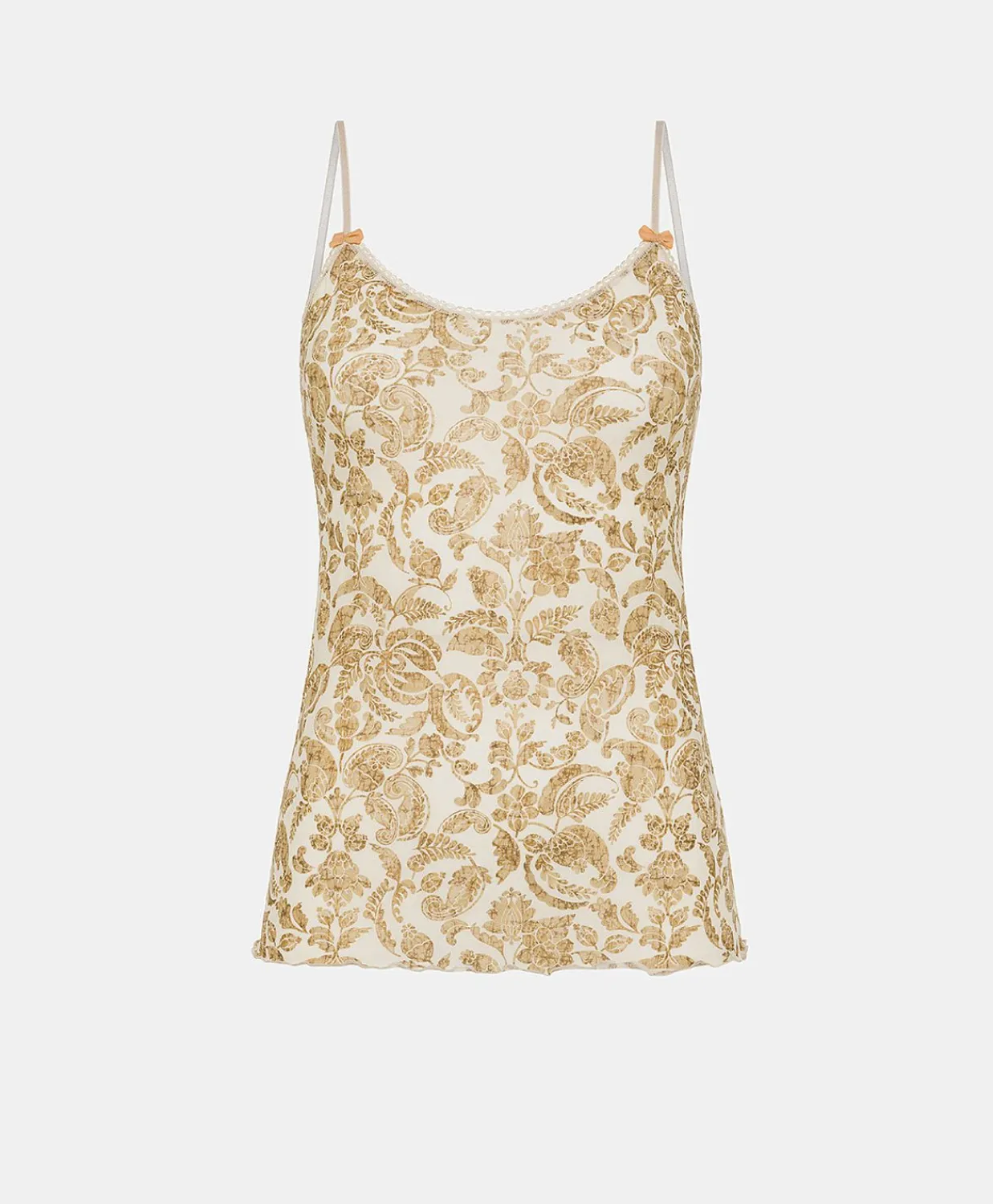 Donne Momonì Body E Tute-Top Airelle In Nylon Stampato - Panna / Multicolor