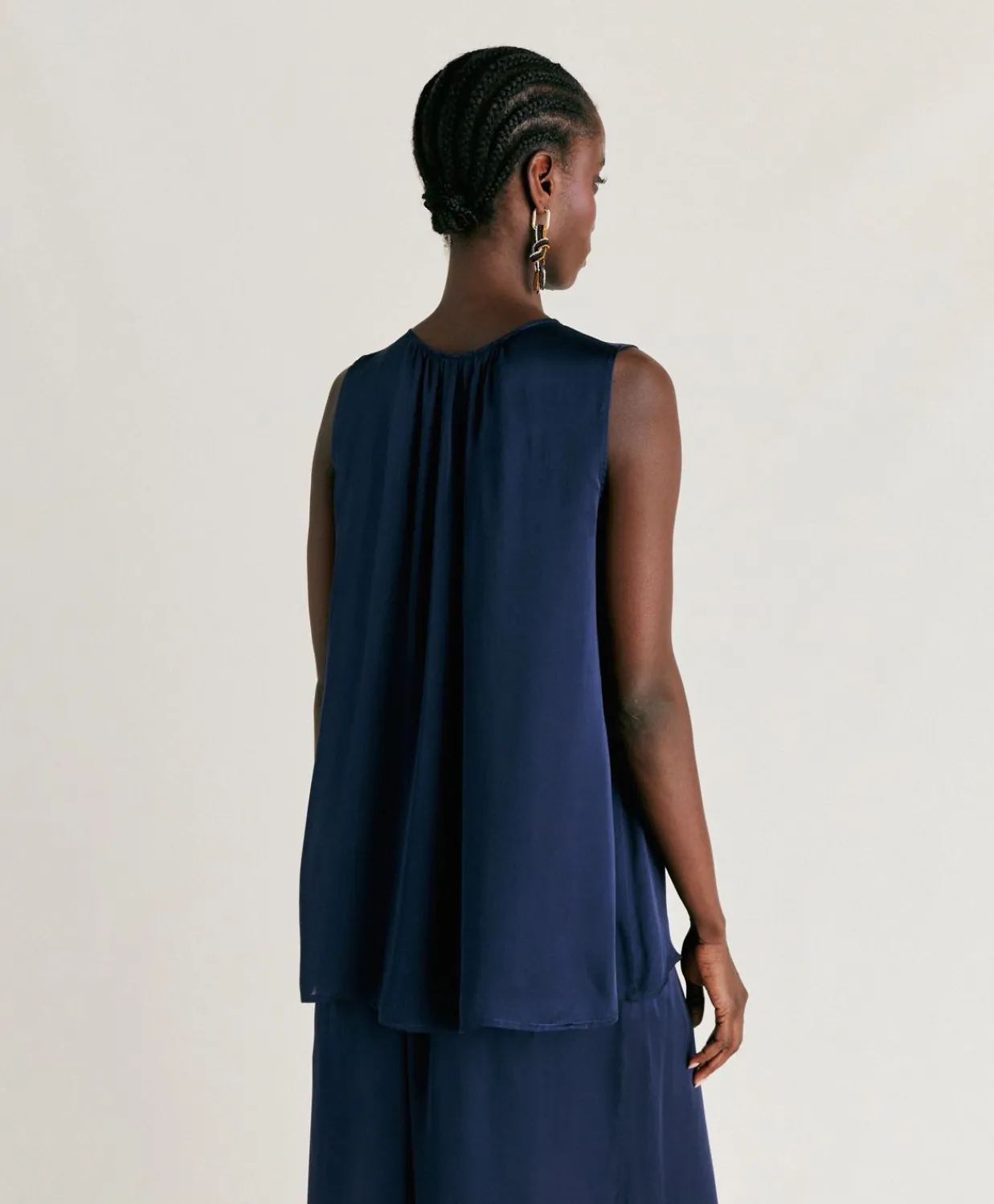 Donne Momonì T-Shirts E Top-Top Cris In Seta Unita - Blu Notte