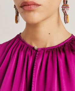 Donne Momonì T-Shirts E Top-Top Cris In Seta Unita - Ciclamino