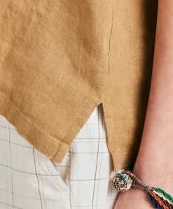 Donne Momonì T-Shirts E Top-Top Mola In Lino - Sabbia