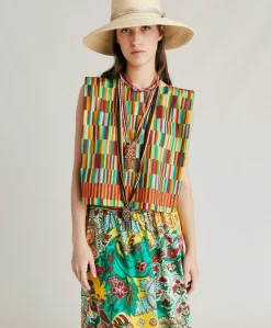 Donne Momonì T-Shirts E Top-Top Moon In Popeline - Multicolor Giallo