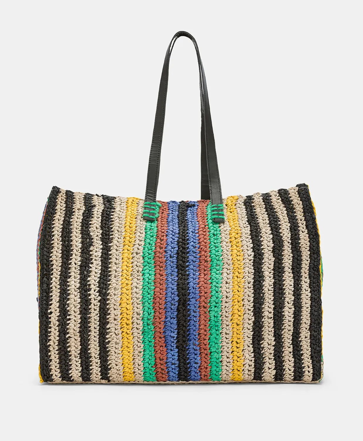 Donne Momonì Borse E Pochette-Tote Bag Ellis In Raffia A Righe - Multicolor