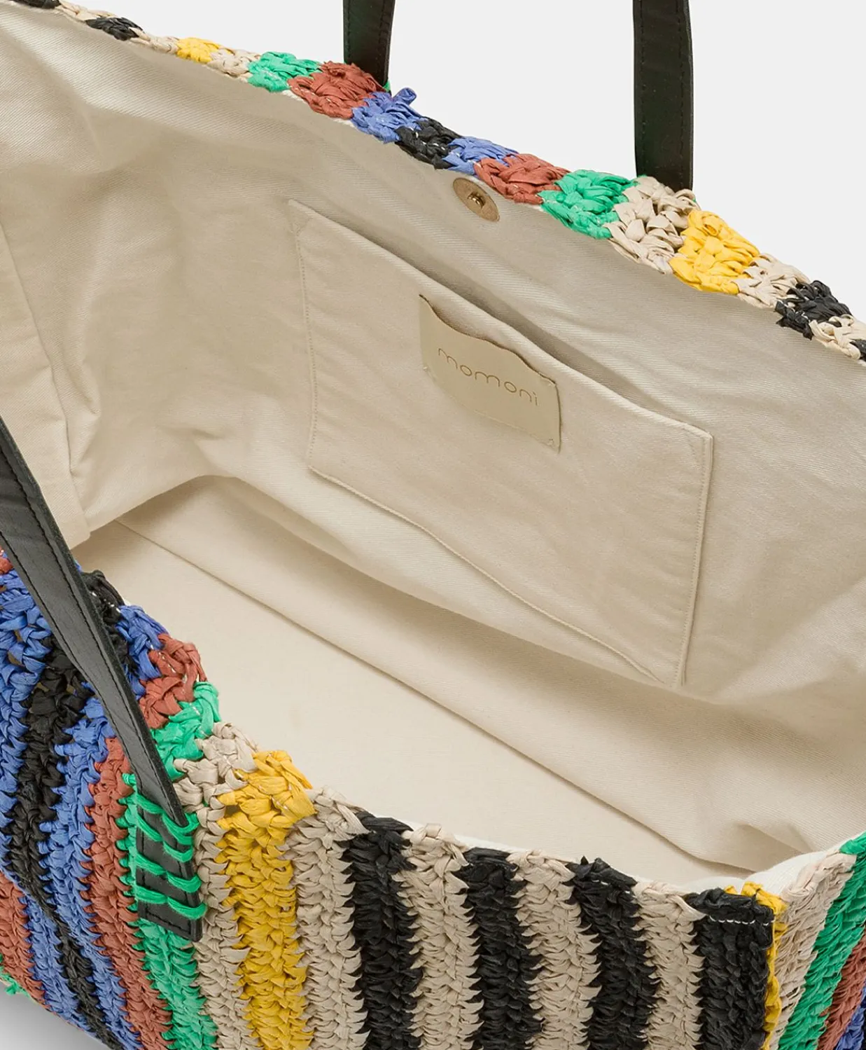Donne Momonì Borse E Pochette-Tote Bag Ellis In Raffia A Righe - Multicolor